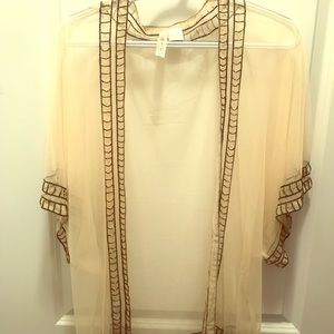 Cream beaded trip kimono